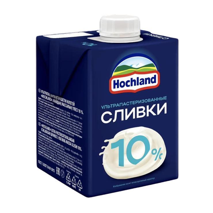 Сливки Hochland Руссланд питьевые ультрапастеризованные 10% 500 мл., тетра-пак