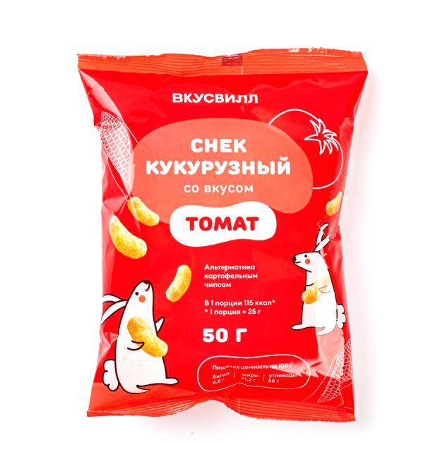 Снек кукурузный ВкусВилл Томат 50 гр., флоу-пак