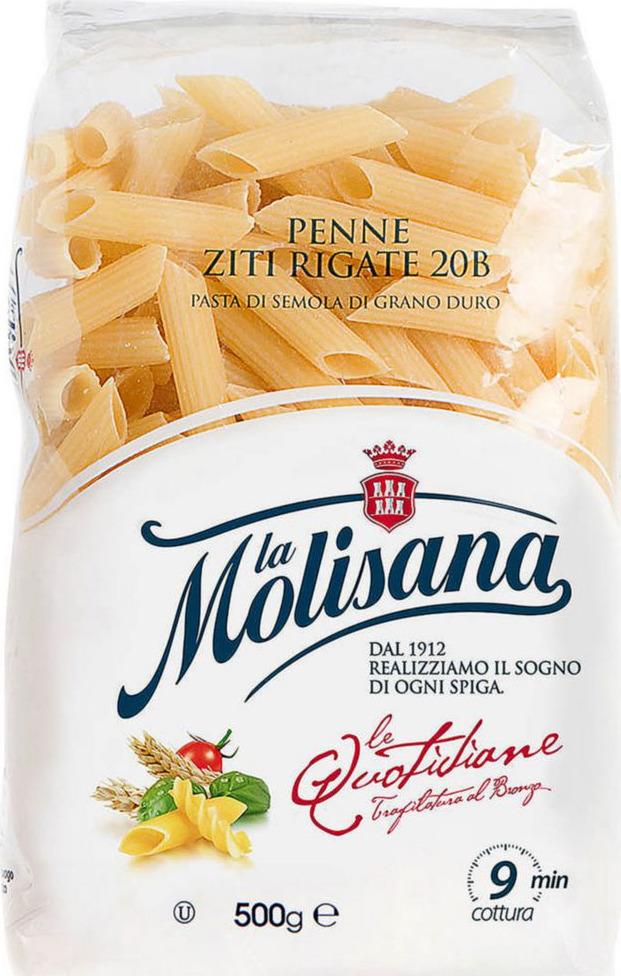 Макаронные изделия перья рифленые, La Molisana Penne Ziti Rigate №20В, 500 гр., пластиковый пакет