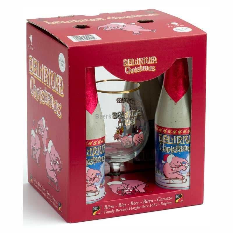 Пиво Huyghe Delirium Christmas темное 10% 4 штуки и бокал 1320 л., картон