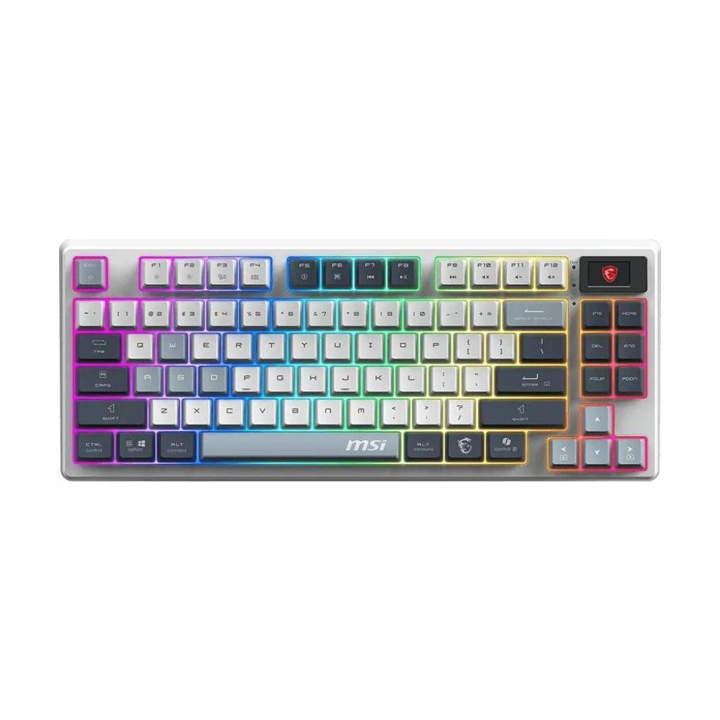 Клавиатура MSI Forge GK600, беспроводная, USB, Bluetooth/Радиоканал, механическая, белый/синий [s11-43rup01-hh9]