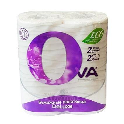 Бумажные полотенца 2 слоя 2 рулона, Ova, 200 гр., пластиковый пакет
