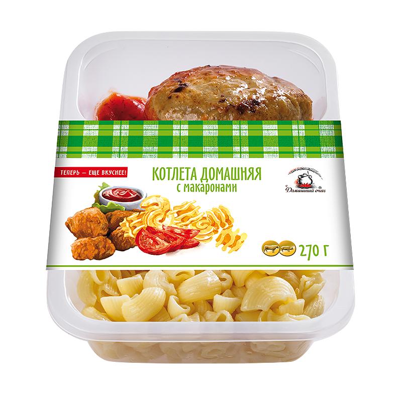 Готовое блюдо Домашний очаг Котлета домашняя с макаронами