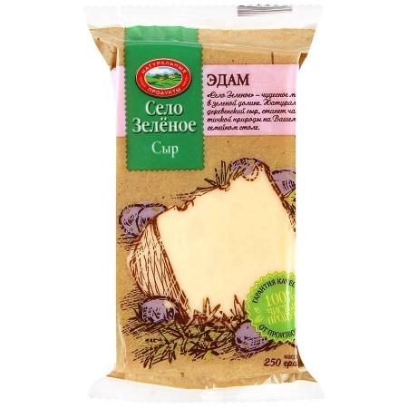 Сыр Эдам 45 % Село Зеленое, 200 гр., флоу-пак