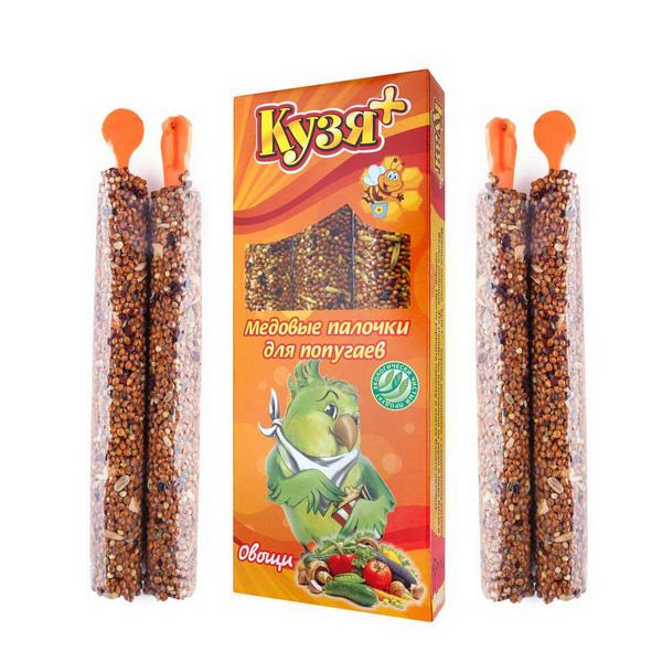 Палочки медовые для попугаев Кузя+ Овощи 4 шт., картон
