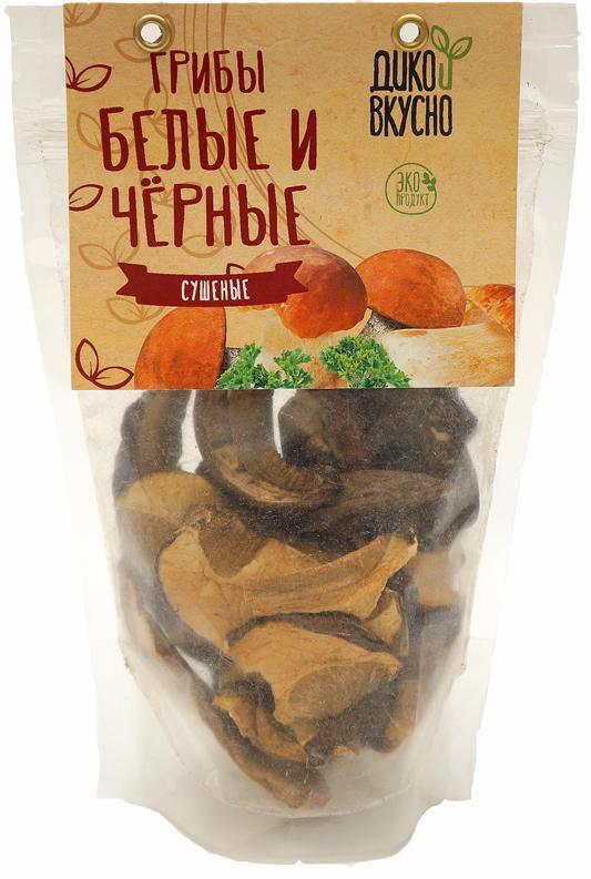 Грибы Дико вкусно белые и черные сушеные 30 гр., дой-пак