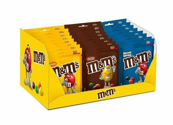 Драже M&M's арахис молочный шоколад криспи 130 гр., дой-пак