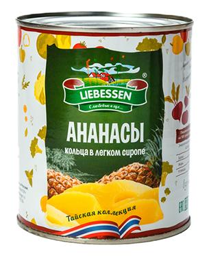 Ананас Liebessen кольца консервированные, 850 гр., ж/б