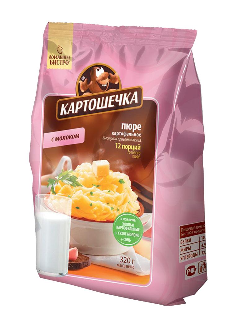Пюре Картошечка картофельное быстрого приготовления с молоком 320 гр., флоу-пак