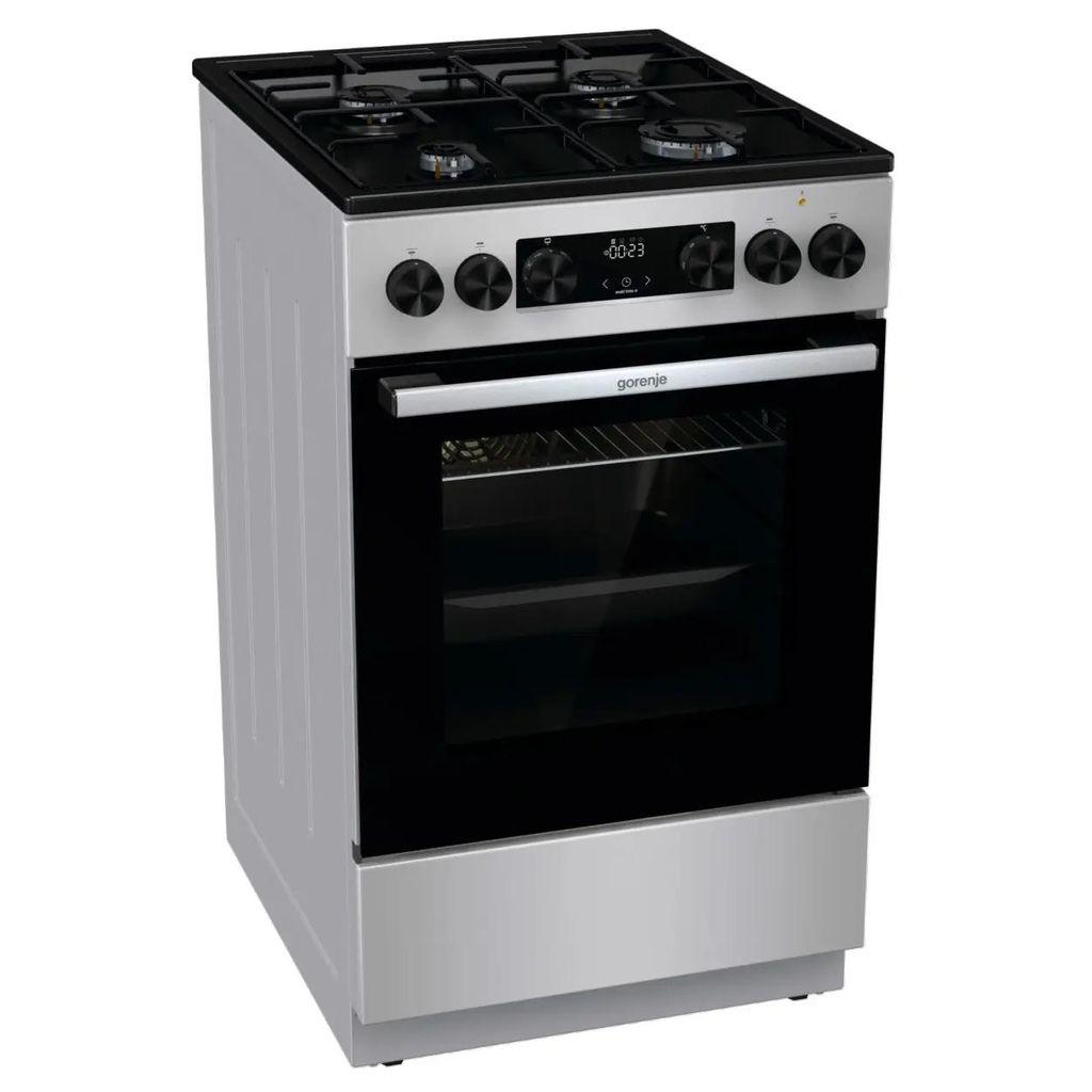 Газовая плита Gorenje GK5C60SJ, электрическая духовка, без крышки, сталь, серый