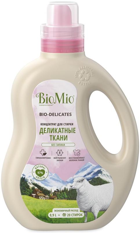 Гель для стирки Bio Mio для деликатных тканей без запаха 900 мл., ПЭТ