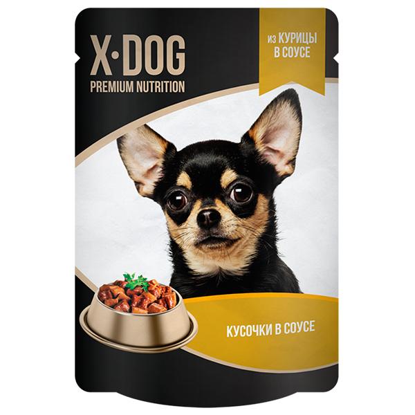 Влажный корм для собак X-Dog курица в соусе 85 гр., дой-пак