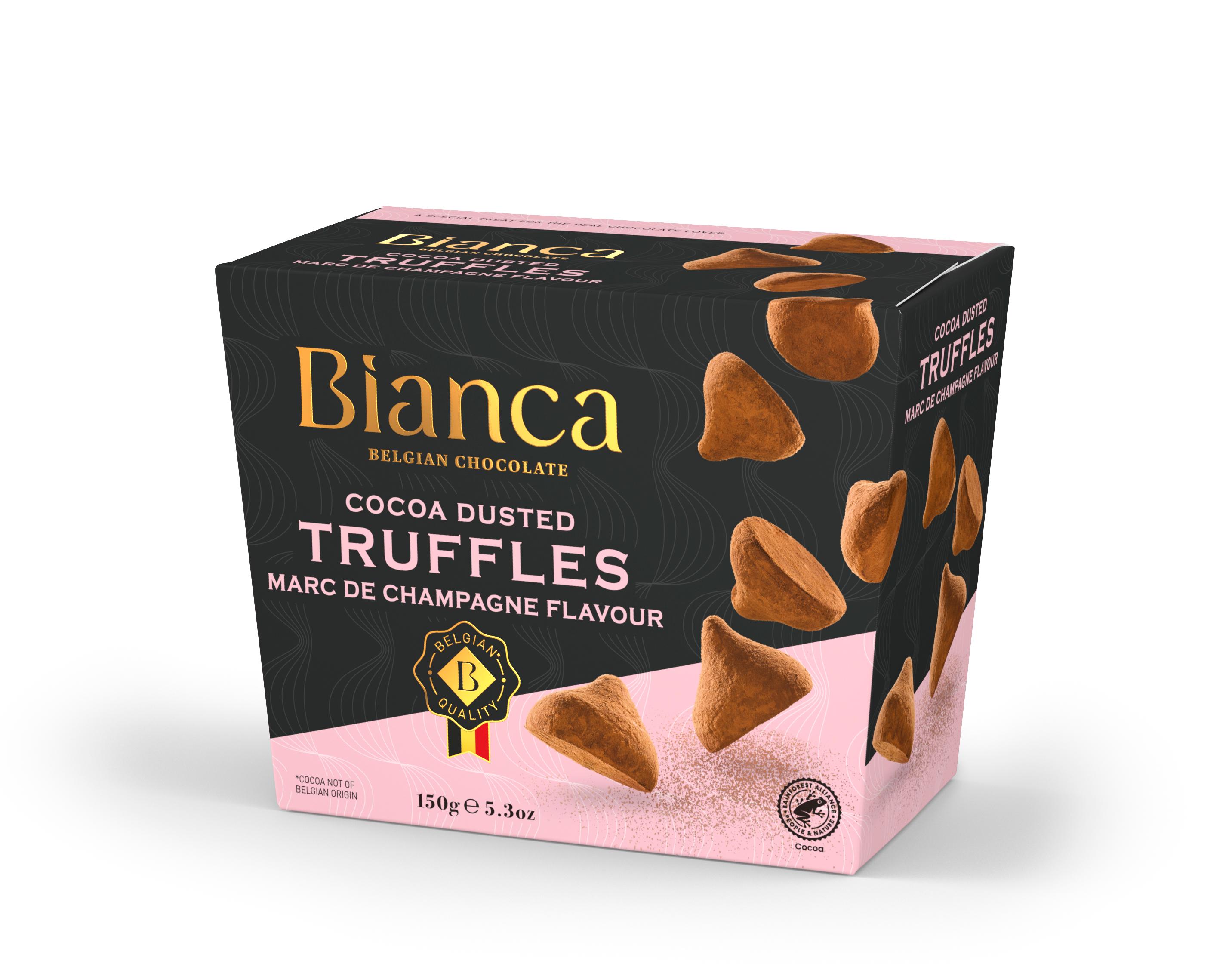 Конфеты шоколадные Bianca Marc de champagne flavour Трюфели со вкусом шампанского 150 гр., картон