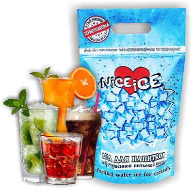 Лед Nice Ice Краш для коктейлей дробленый 1 кг., дой-пак