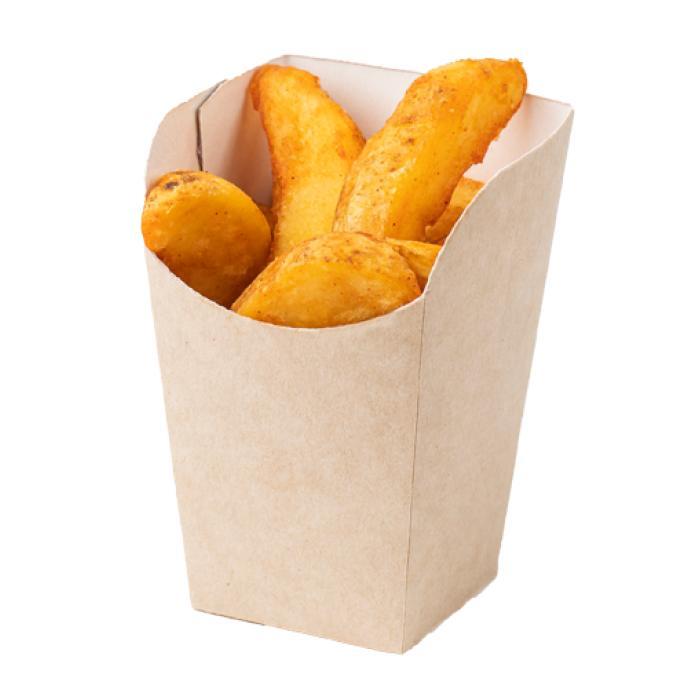 Упаковка OSQ SNACK CUP M для картофеля фри, снеков, наггетсов 53/70 х 53/70 x 112 мм. 9,2 кг., картон