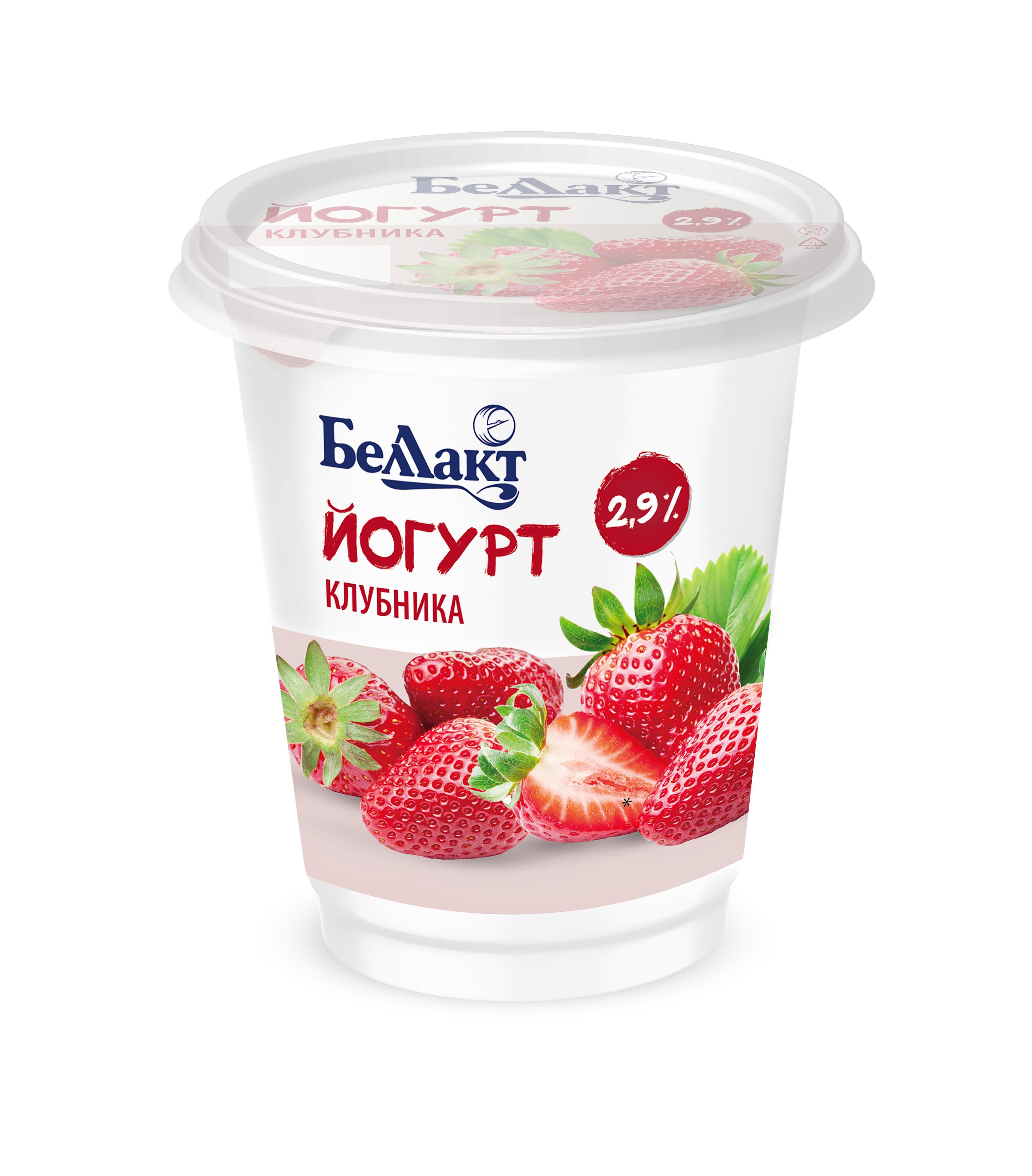 Йогурт Беллакт Клубника 2,9% 380 гр., ПЭТ