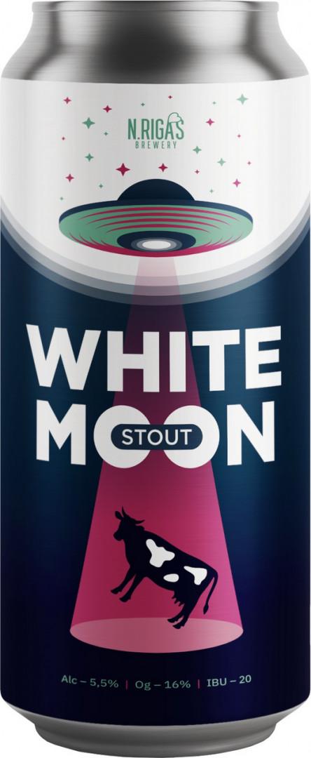 Пивной напиток крафтовый N.Rigas brewery White Moon Staut черный нефильтрованный непастеризованный 5,5% 450 мл., ж/б