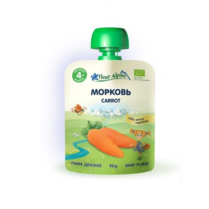 Пюре Fleur Alpine морковь с 4 месяцев, 90 гр., дой-пак