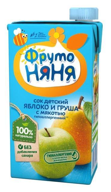 Сок Фруто Няня Яблоко груша с мякотью 500 мл., тетра-пак