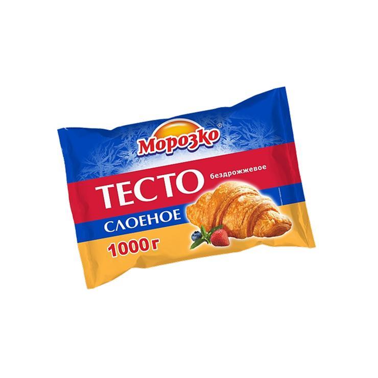 Тесто Морозко слоеное бездрожжевое пластины замороженное 1 кг., флоу-пак