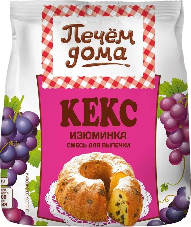 Смесь для выпечки Печём дома Кекс изюминка, 300 гр., флоу-пак