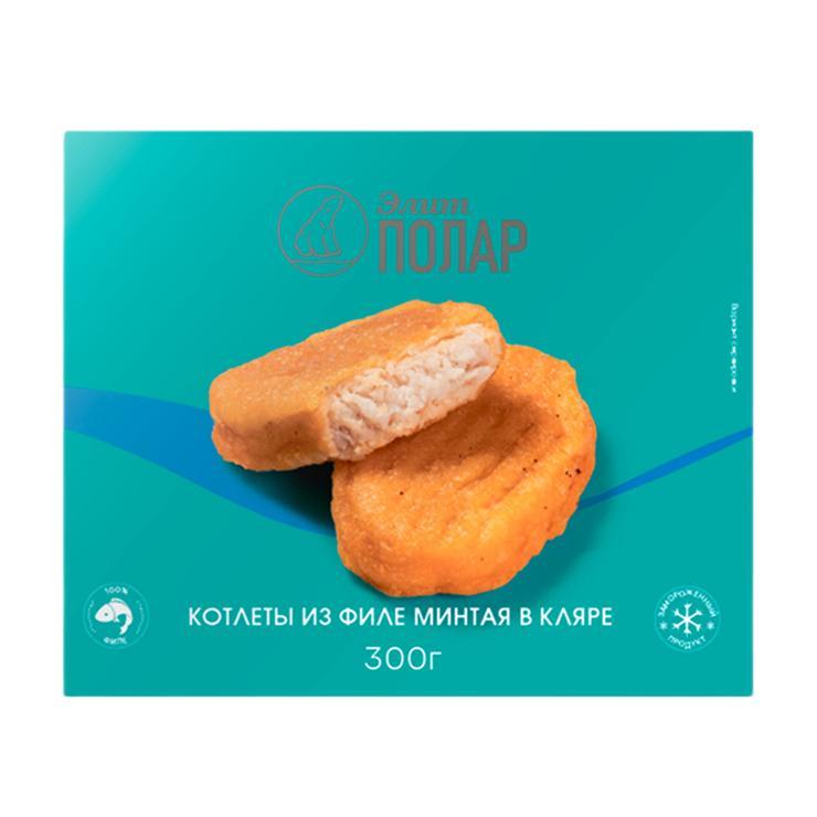 Котлеты Элит Полар из филе минтая в кляре замороженные 300 гр., картон