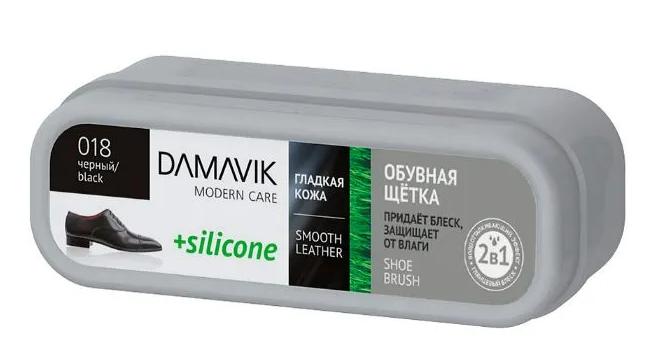 Обувная щетка Damavik Silicone Губка с пропиткой в футляре черная, пластик
