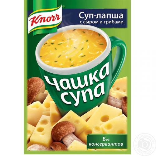 Суп-лапша Knorr, Чашка Супа с сыром и грибами, 15,5 гр., стакан