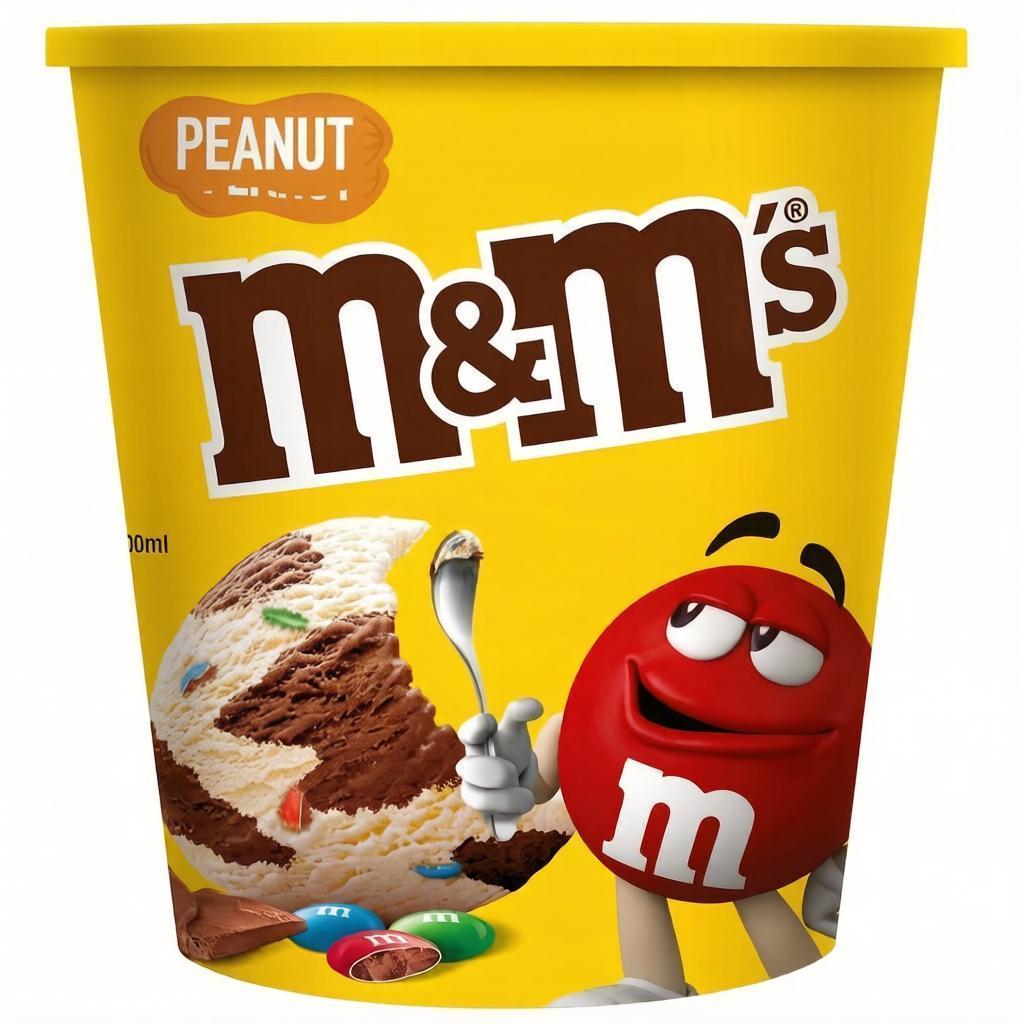 Мороженое пломбир M&M's шоколадно-арахисовое с цветными драже 295 гр., ПЭТ