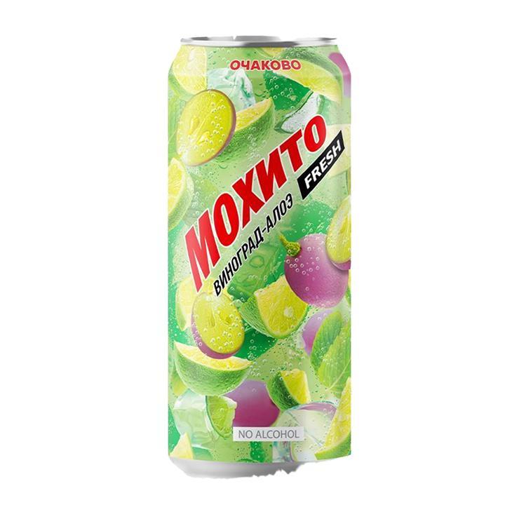 Напиток газированный Очаково Мохито fresh безалкогольный виноград алоэ 450 мл., ж/б