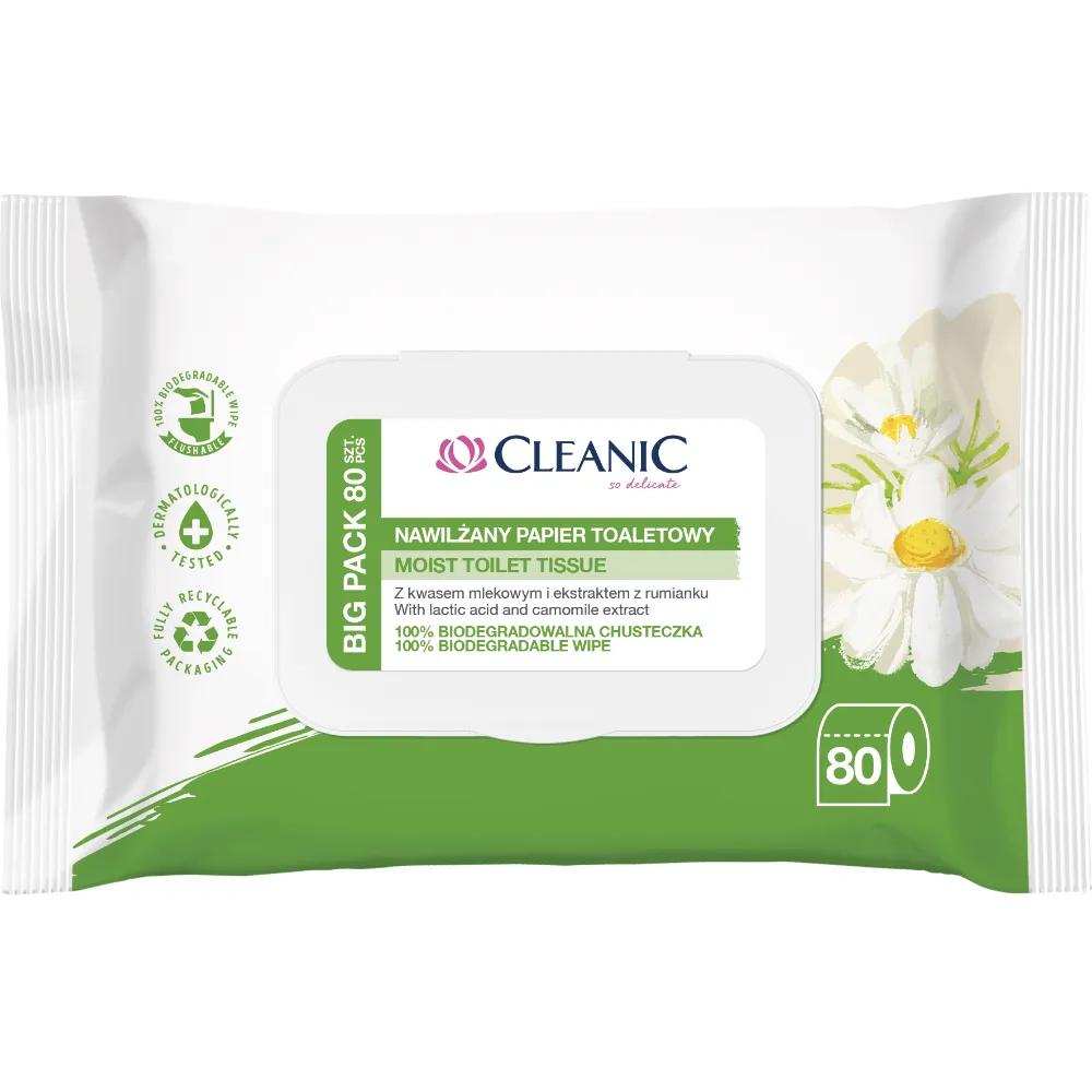 Влажная туалетная бумага Cleanic с ромашкой 80 шт. 250 гр., флоу-пак