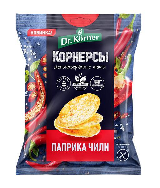 Чипсы Хлебпром Dr. Korner цельнозерновые паприка и чили, 50 гр., флоу-пак