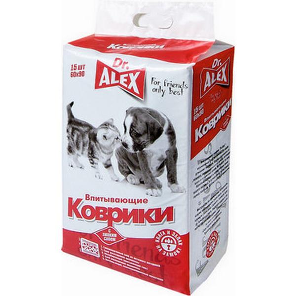 Впитывающие коврики Dr.Alex 60 х 90 см. 15 шт. 1,2 кг., пакет