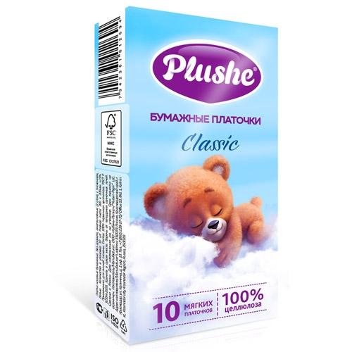 Бумажные платочки Plushe Classic 2 слоя 10 шт., флоу-пак
