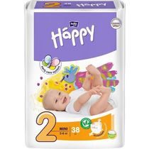 Подгузники (3-6 кг) 78 шт., Bella Happy Baby Mini 2, пластиковый пакет