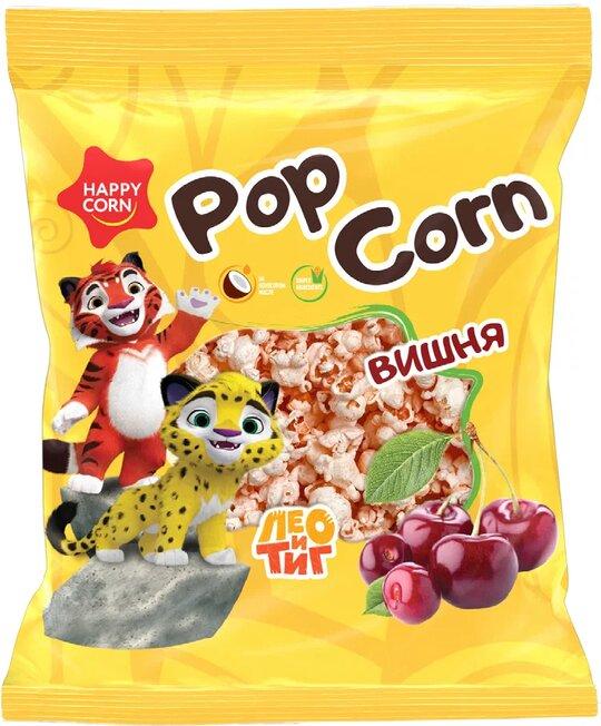 Воздушная кукуруза Happy Corn Лео и Тиг со вкусом Вишня 60 гр., флоу-пак