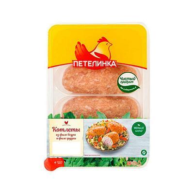 Котлеты Петелинка из филе бедра и грудки охлажденные 450 гр., лоток