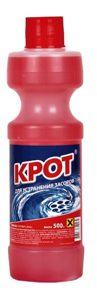 Средство для устранения засоров Крот, 500 гр., ПЭТ