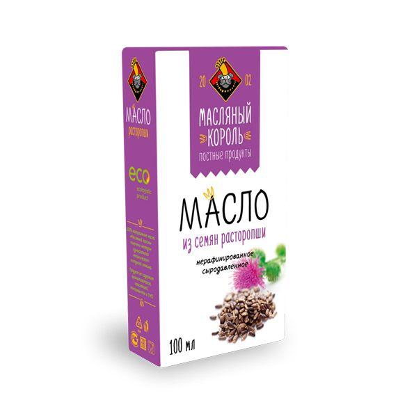 Масло из семян расторопши Масляный Король нерафинированное холодного отжима 100% натуральное, 100 мл., картон