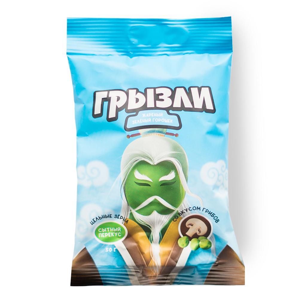 Горошек зеленый Грызли жареный со вкусом грибов 50 гр., флоу-пак