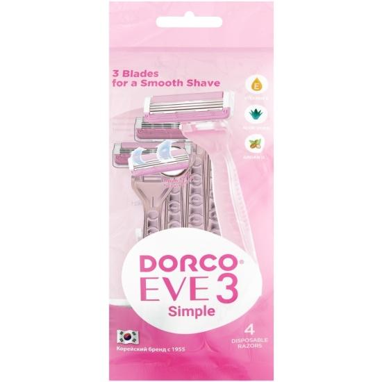 Станок бритвенный женский Dorco Eve одноразовый 3 лезвия 4 шт., флоу-пак