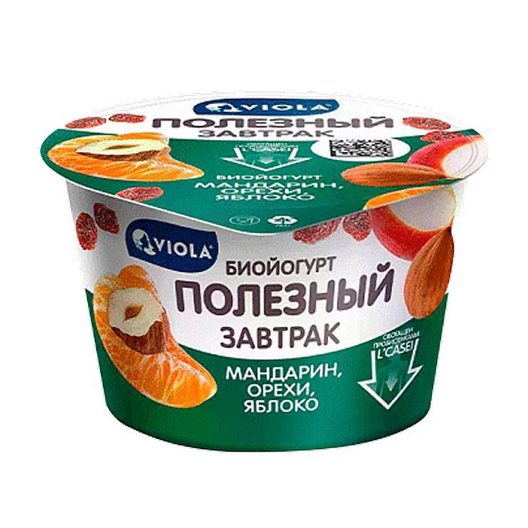 Биойогурт Viola Полезный завтрак мандарин яблоко изюм 5% 180 гр., стакан