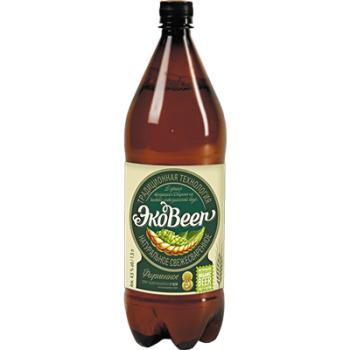 Пиво ЭкоBeer светлое фильтрованное пастеризованное 4,5% 1,4 л., ПЭТ