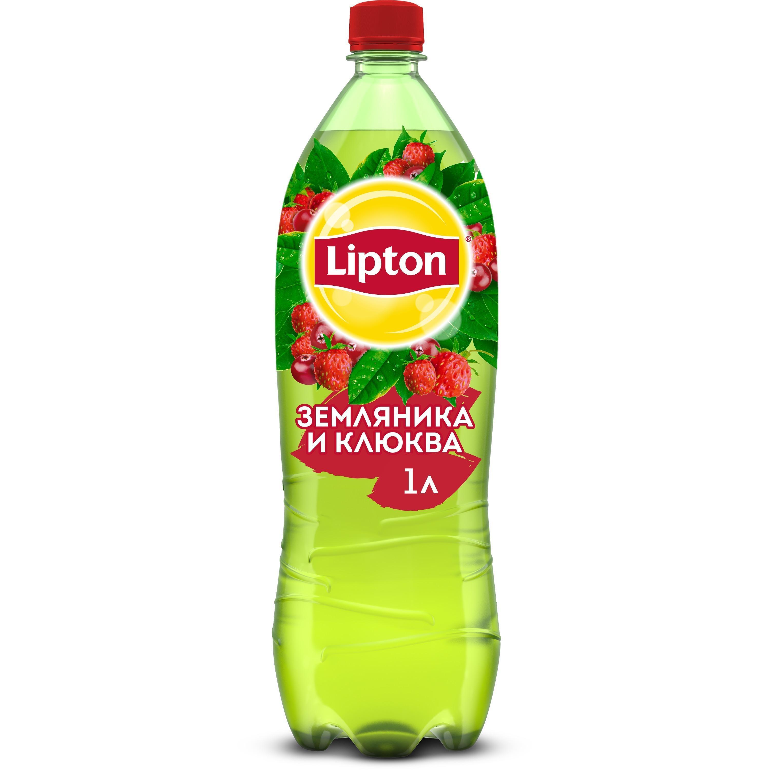 Чай холодный Lipton зеленый земляника клюква 1 л., ПЭТ