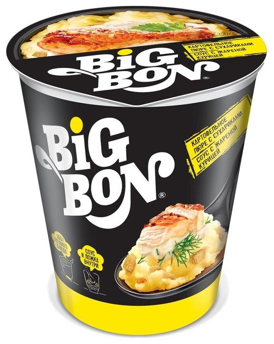 Пюре Big Bon картофельное, куриный соус с сухариками, 58 гр., стакан