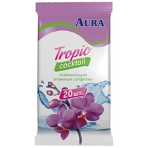 Влажные салфетки Aura Tropic cocktail освежающие, 20шт