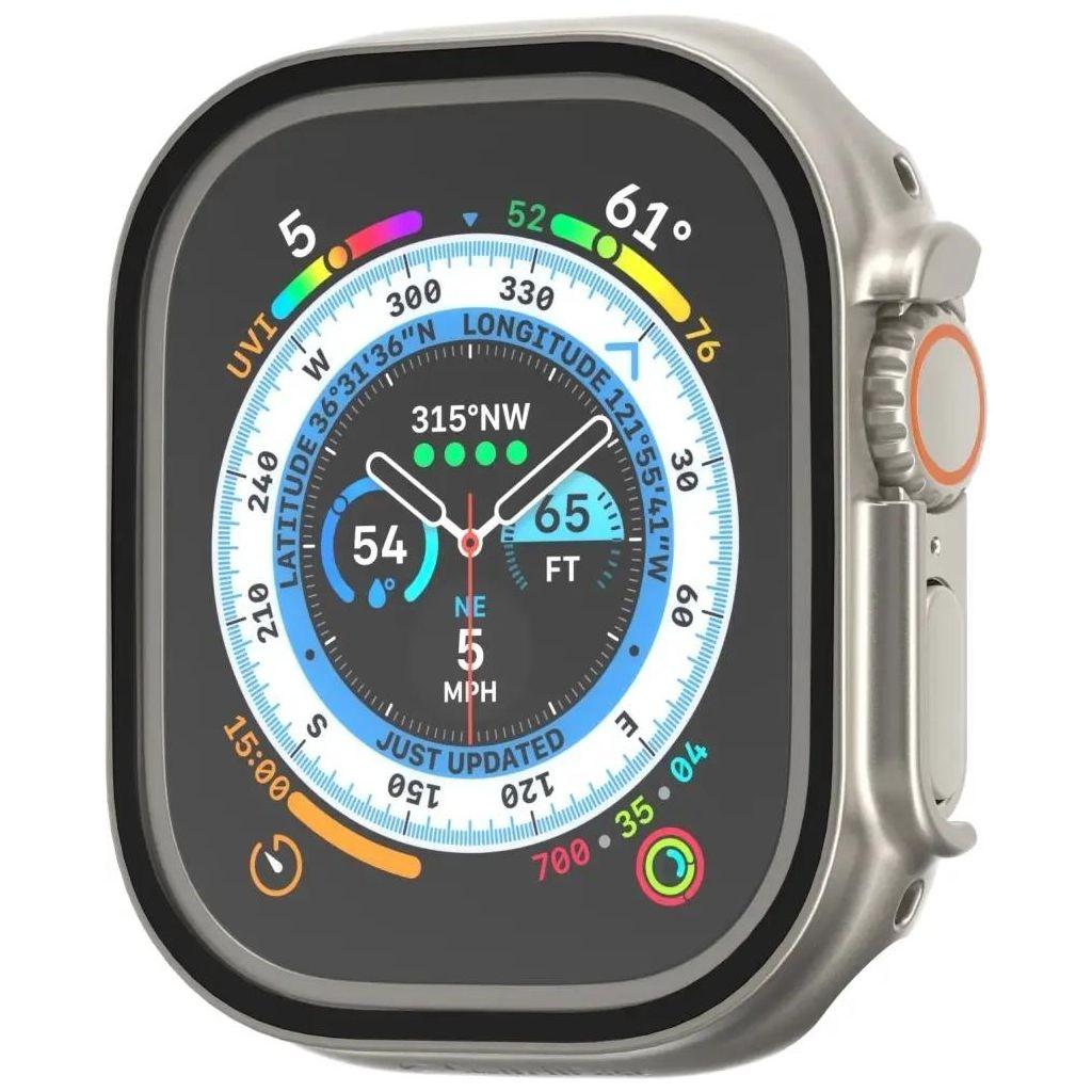 Стекло защитное SWITCHEASY Hybrid Tempered для Apple Watch S7/8, титан [sawu49089tt22]