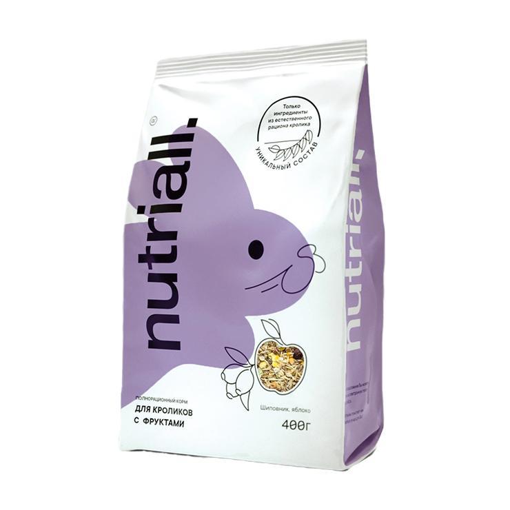 Корм для кроликов Nutriall полнорационный с фруктами 400 гр., флоу-пак