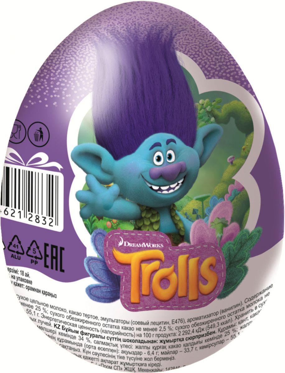 Яйцо шоколадное Шоки Токи Trolls с игрушкой 20 гр., обертка