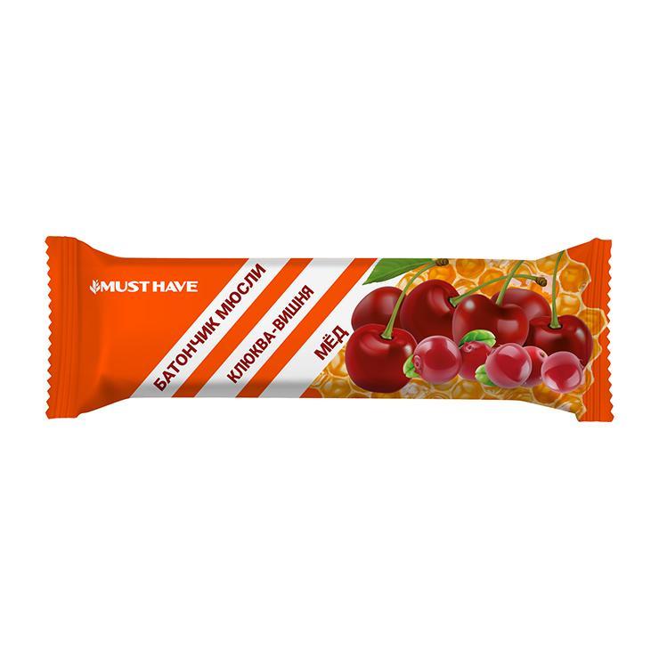 Батончик-мюсли Must Have клюква вишня мед 25 гр., флоу-пак